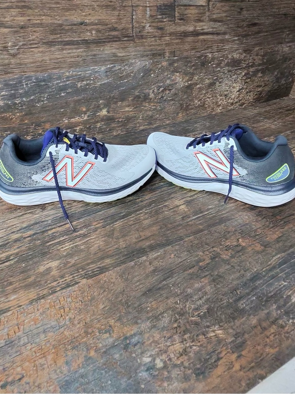 New‎ Balance Gray, Navy & Orange Accent Running Sneakers